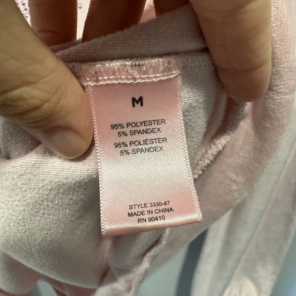 Juicy Couture Velour Lounge Set Studded Jogger Pants Pink Y2K Pjs Women Medium - Picture 6 of 11